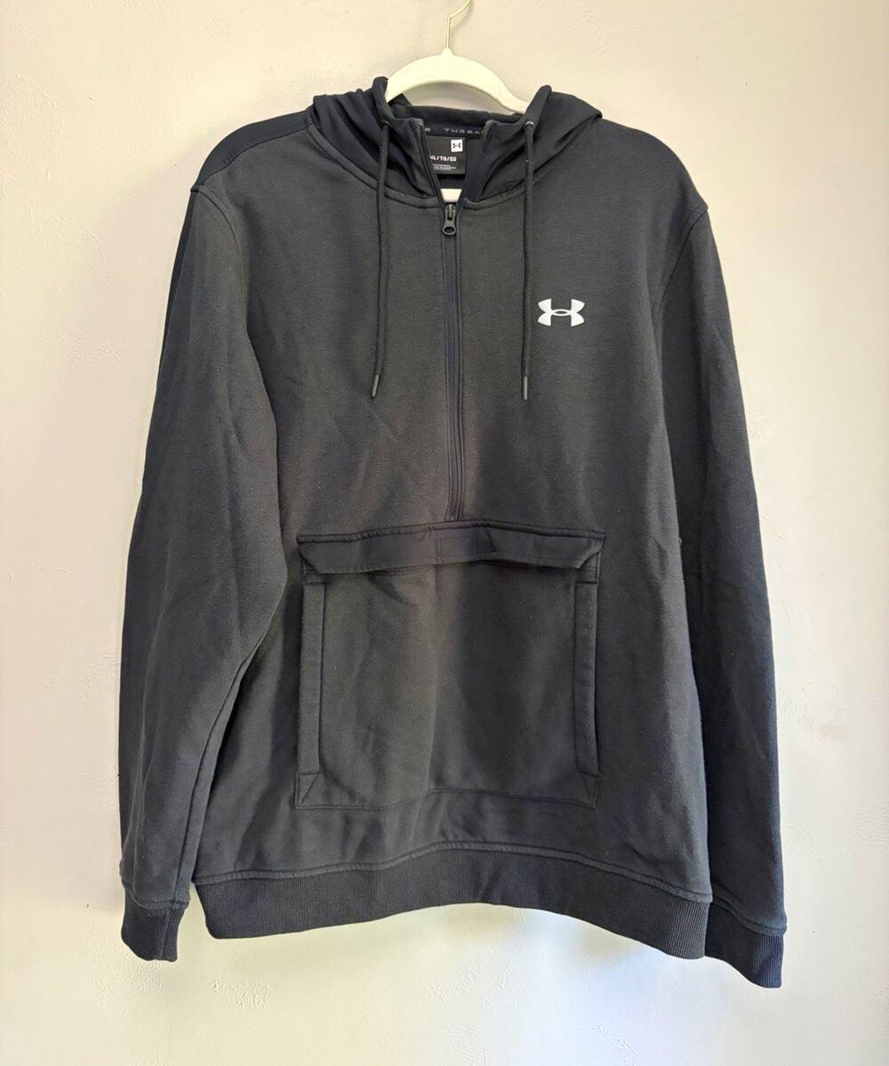 Under Armour Full Zip Hoodie Logo Pockets Polyester Knit Size XL (0213)